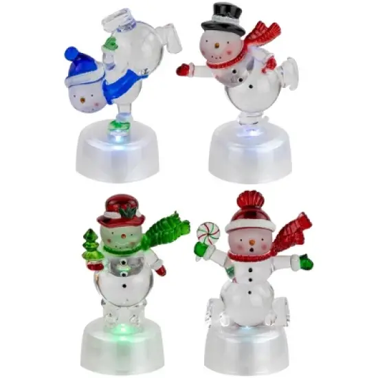 Northlight LED Lighted Color Changing Snowmen Acrylic Christmas Decorations - 4.25" - Set of 4 image {1}