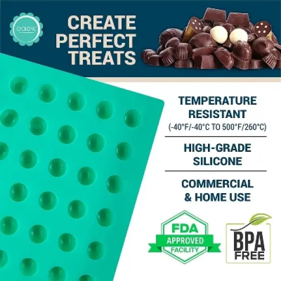 O'Creme Round Silicone Mold for Chocolate Truffles, Ganache, Jelly, Pralines and Caramels (27mm Diameter x 20mm High) - 54 Cavities image {2}