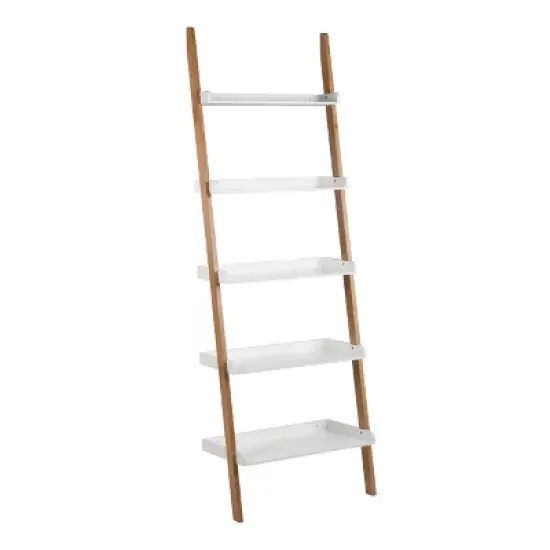 76" Remus Ladder Bookshelf Modern Oak and White - Universal Expert image {2}