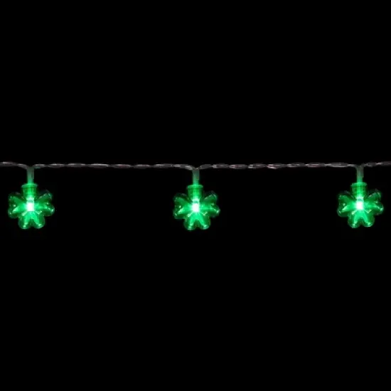 Northlight 20-Count Green LED Mini St Patrick's Day Shamrock Lights - 7ft Clear Wire image {3}