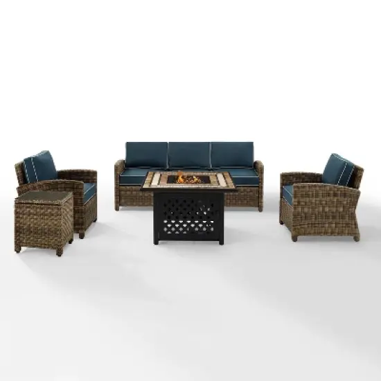 Bradenton 5pc Outdoor Wicker Conversation Set with Fire Table -  Crosley
 image {18}