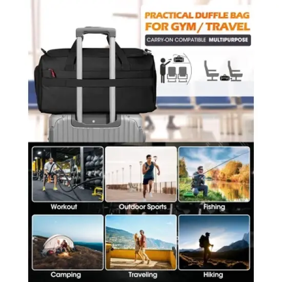 Gym Bag for Men, 45L Sports Travel Duffel Bag with Shoe & Laptop Compartment, Gym Workout Backpack image {1}