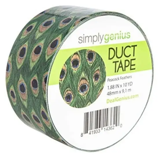 Simply Genius Single Roll Patterned Duct Tape Roll Craft Supplies For Adults Colored Duct Tape Colors, Peacock Feathers image {4}
