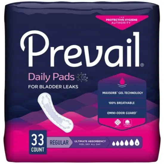 Prevail Daily Pads Female Incontinent Pad Regular Length 16" L PV-923/1, Ultimate, 132 Ct image {3}