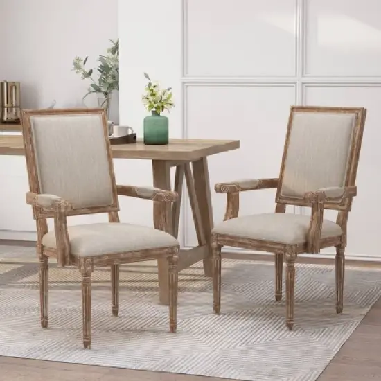 Set of 2 Maria French Country Wood Upholstered Dining Chairs - Christopher Knight Home image {1}