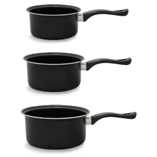 Brentwood 3-Piece Nonstick Carbon Steel Saucepan Set in Black image {4}