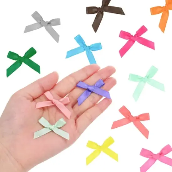 Unique Bargains Polyester Craft Durable Satin Ribbon Bow 1.6x1 Inch 100 Pcs image {1}