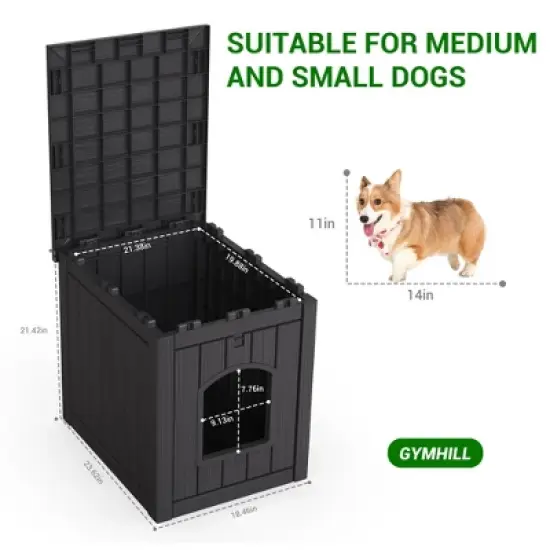 Decksplore All-Weather Resin Dog House Outdoor Shelter for Medium/Small Dogs image {7}