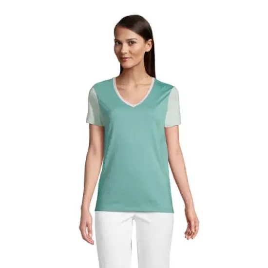 Lands' End Women's Tall Relaxed Supima Cotton Short Sleeve V-Neck T-Shirt image {13}