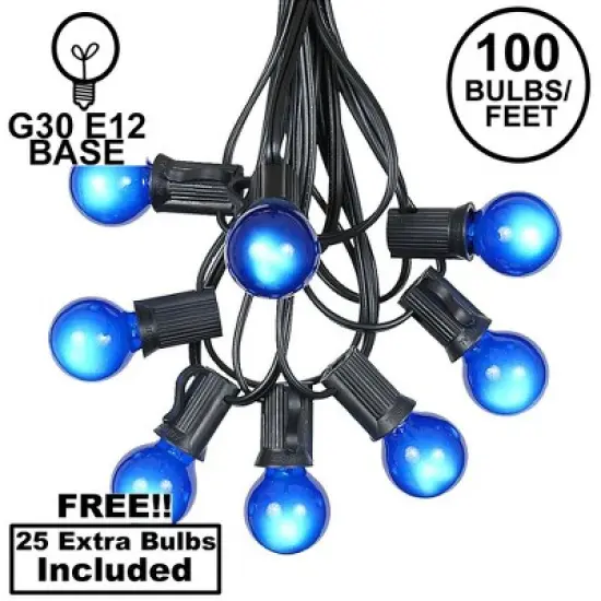 Novelty Lights 100 Feet G30 Globe Outdoor Patio String Lights, Black Wire image {7}