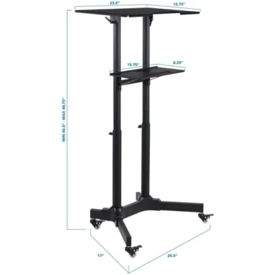Mount-It! Mobile Standing Height Desk, Portable Podium and Rolling Presentation Lectern, Laptop Stand Up Desk with Caster Wheels image {3}