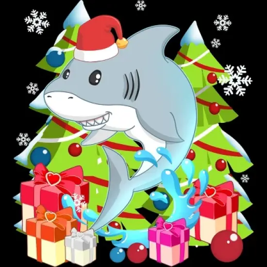 Men's Design By Humans Funny Santa Shark Christmas T-Shirt By thebeardstudio Tank Top image {1}