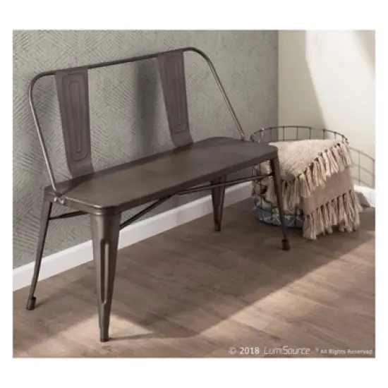 Oregon Industrial Metal Dining Entryway Bench- LumiSource image {7}