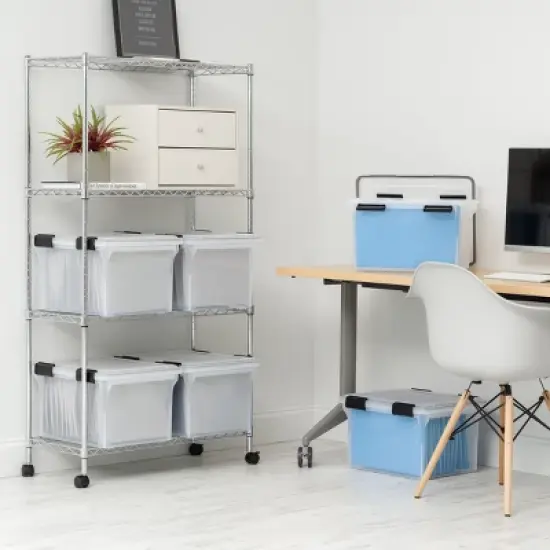 IRIS USA Letter Legal Size File Box 32qt WEATHERPRO Airtight Plastic Storage Bin with Lid and Seal and Secure Latching Buckles image {3}