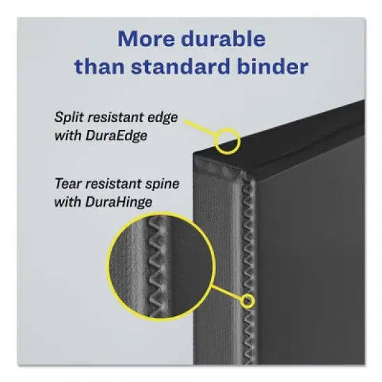 Avery Durable Non-View Binder with DuraHinge and EZD Rings, 3 Rings, 1" Capacity, 11 x 8.5, Black, (8302) image {2}