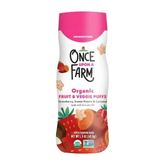 Once Upon a Farm Fruit and Veggie Puffs Strawberry Sweet Potato & Coconut Baby Snacks - 1.5oz image {6}