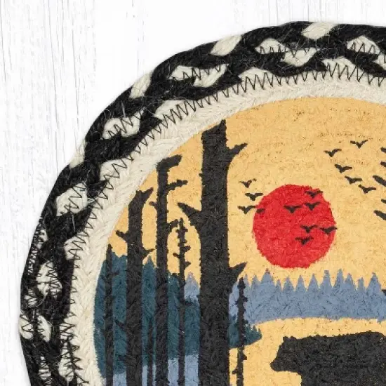 Earth Rugs Braided Bear Trivet &ndash; Durable 10"x10" Round Jute Heat Protector with Scenic Design image {1}