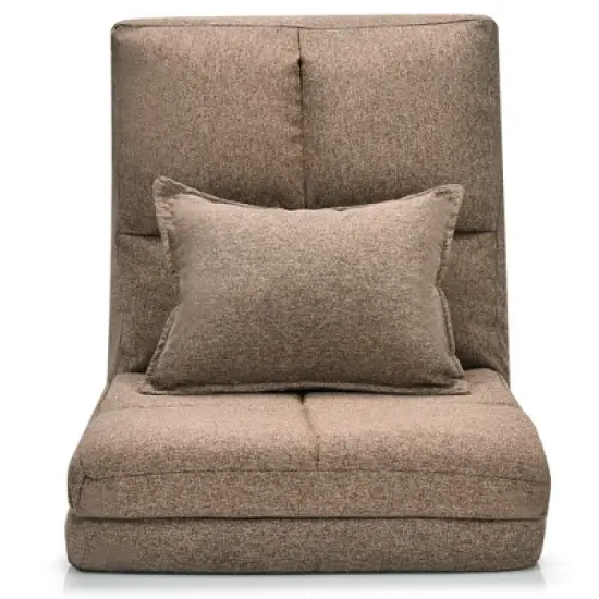 Costway Fold Down Chair Flip Out Lounger Convertible Sleeper Couch Futon Bed w/ Pillow image {9}