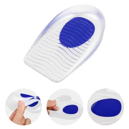 Unique Bargains Silicone Heel Support Cup Pads Orthotic Insole Plantar Care Heel Pads Ripple Pattern Size 33-39 6Pcs image {4}