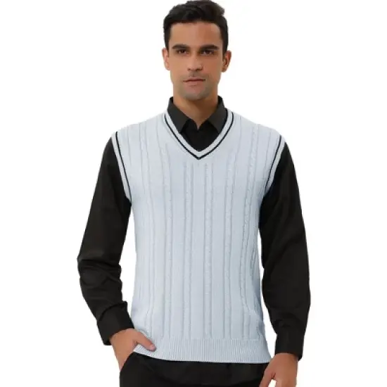 Lars Amadeus Men's Classic Knitted Sleeveless V-Neck Pullover Sweater Vest image {1}