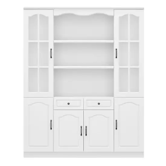 Famapy Modular Storage Cabinet Elegant White Pantry Bookshelf Multifunctional Tempered Glass Cabinet image {9}