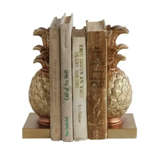 2pc Pineapple Bookend Set Bronze - Storied Home image {1}