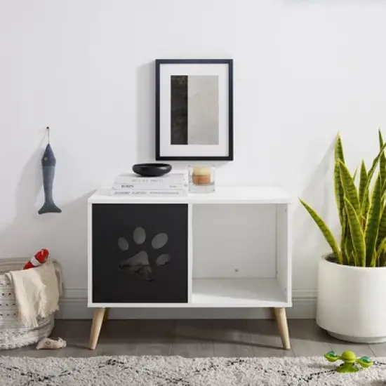 Sam's Pets Convertible 22" Cat Tree End Table In Black And White image {2}