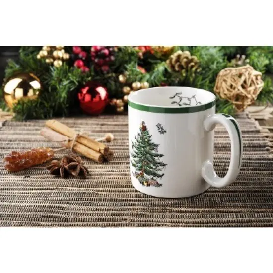 Spode Christmas Tree Mug Set of 4 - 9oz Ceramic - Microwave, Oven, Freezer & Dishwasher Safe - Festive Holiday Coffee Tea Cup image {9}