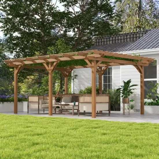 Outsunny Wooden Pergola Grape Trellis, Outdoor Gazebo with Stable Structure for Garden, Patio, Backyard, Deck image {2}