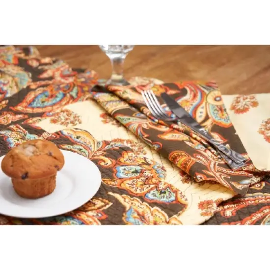 C&F Home Dorothy Autumn Brown Cotton Napkins Set of 6 - Quilted Paisley image {1}