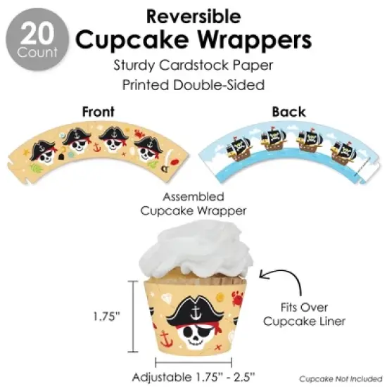 Big Dot of Happiness Pirate Ship Adventures - Skull Birthday Party Favors and Cupcake Kit - Fabulous Favor Party Pack - 100 Pieces image {3}