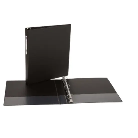 Avery Economy 3 Ring Binder, Label Holder, 1 Inch Round Rings, 4 Black Binders (04301) image {4}