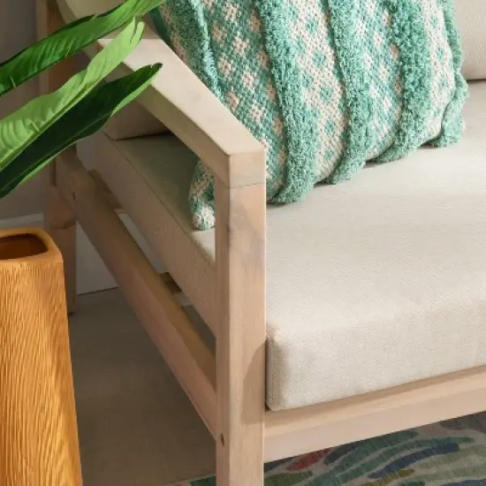 Linon Melita Acacia Two Seater Sofa Beige/White image {6}