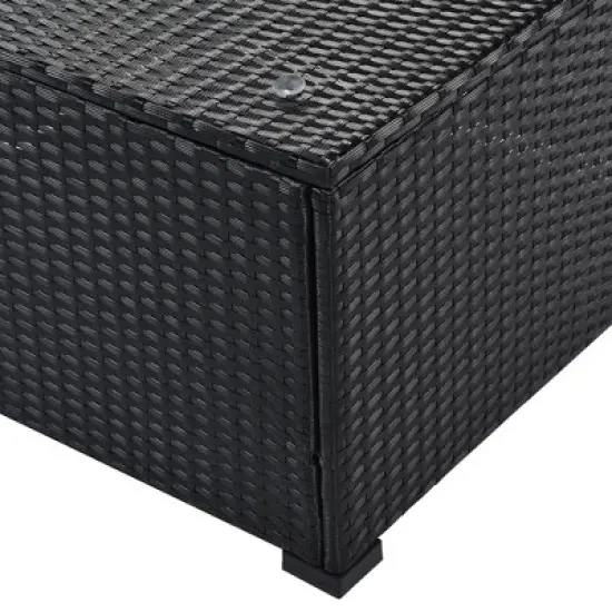 5pc Wicker Patio Sectional Seating Set with Cushions - Black/Blue - GODEER image {15}