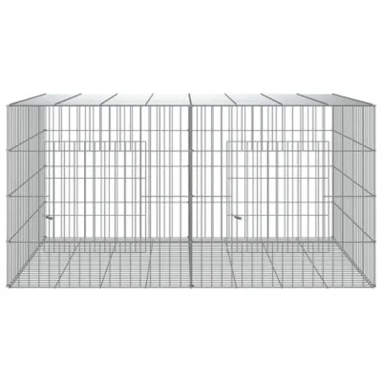 vidaXL Rabbit Cage Silver Galvanized Iron 43.3 x 31.1 x 21.3 in - 43.3" x 31.1" x 21.3" image {2}
