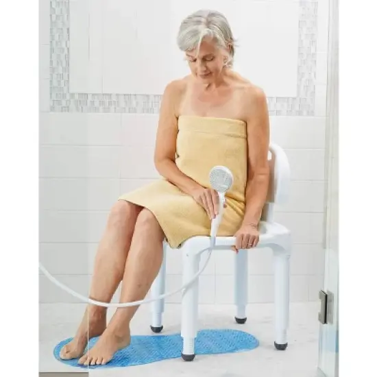 Carex Universal Bath Seat with Back - Height-Adjustable Plastic Shower/Bath Bench - White image {2}