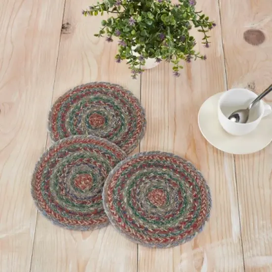 Multi Jute Trivet 8 inch Diameter Set of 3 image {2}