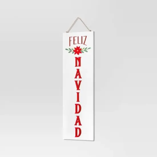 Reversible 'Felices Fiestas' to 'Feliz Navidad' Wood Christmas Wall D&eacute;cor Dark Red/White - Wondershop&trade; image {3}