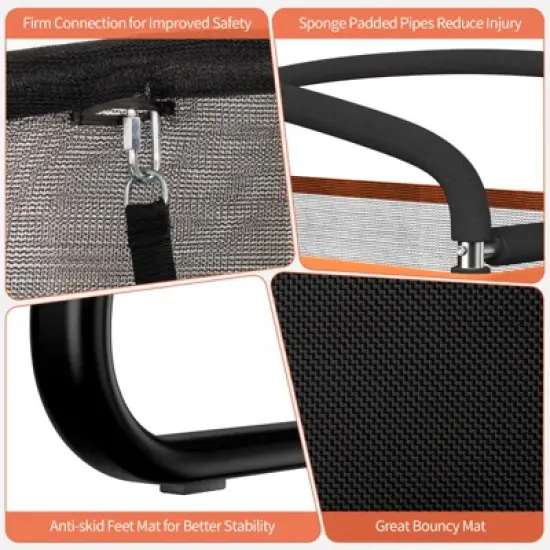 Infans 6 FT Kids Trampoline with Swing, Small Trampoline for 2 Kids, with Safety Enclosure Net, Built-in Zipper, Toddler Rectangle Trampoline, Orange image {5}