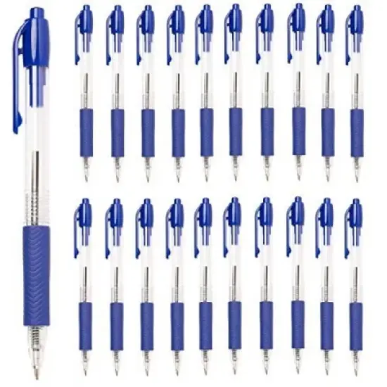 Simply Genius Ballpoint Pens in Bulk - 20 Pack Retractable Office Pens - Great for Schools, Notebooks, Journals (20pcs, Blue Ink) image {6}