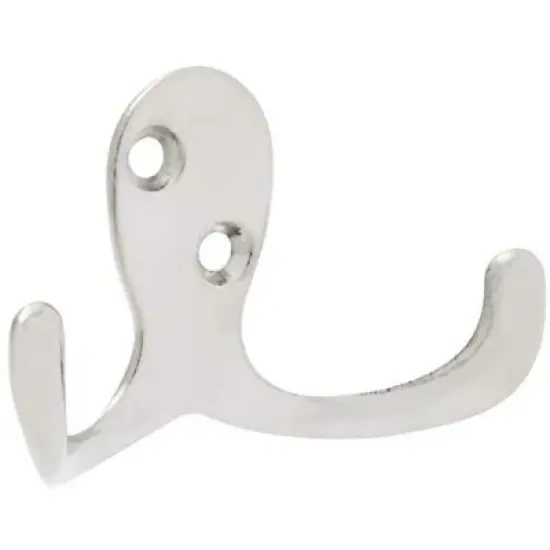 Stockroom Plus 16 Pack Wall Mounted Double Prong Coat Hooks, 2.76 x 1.8 in, Silver image {2}