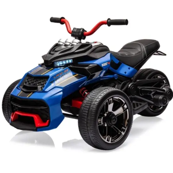 Acekool 12V Kids Ride-On ATV 3 Wheeler Electric Vehicle with LED Lights, Music, Treaded Tires, Battery Powered Toy Car for Kids image {9}
