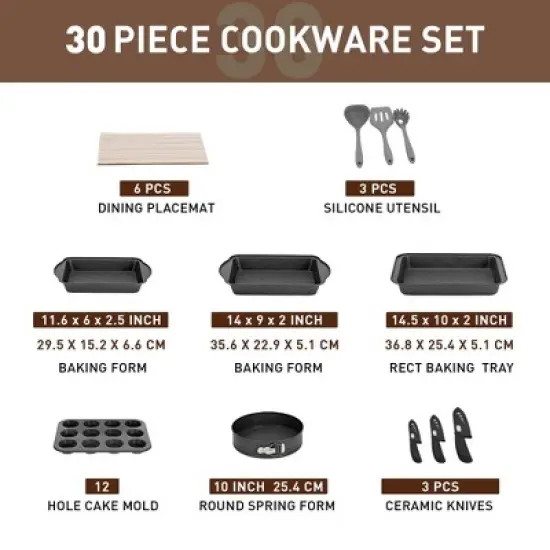 Captiva Designs Nonstick Granite Cookware and Bakeware Set with Heat-Resistant Bakelite Handle image {2}