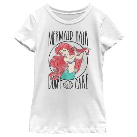 Girl's The Little Mermaid Ariel Hair Don't Care T-Shirt image {3}
