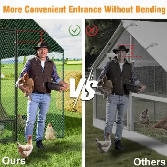 Artloge New Upgraded Extra Large Metal Chicken Coop Walk-in Poultry Cage Hen House with Rust-proof Tubes & Oxford Full Cover Top & High Entrance image {6}