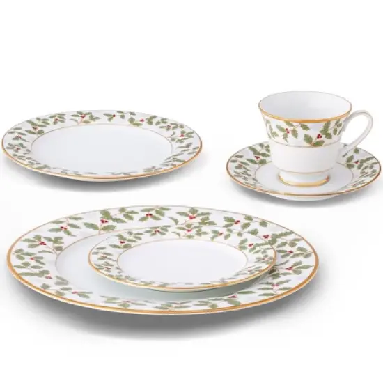 Noritake Holly and Berry Gold 5-Piece Place Setting image {1}