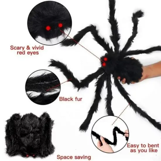 MOVSSOU Giant Halloween Spider Set 78.7in with 16.4ft Giant Web image {1}