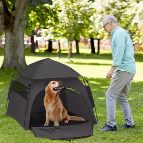 PawHut Pop Up Dog Tent for Extra Large and Large Dogs, Portable Pet Camping Tent with Carrying Bag for Beach, Backyard, Home image {2}