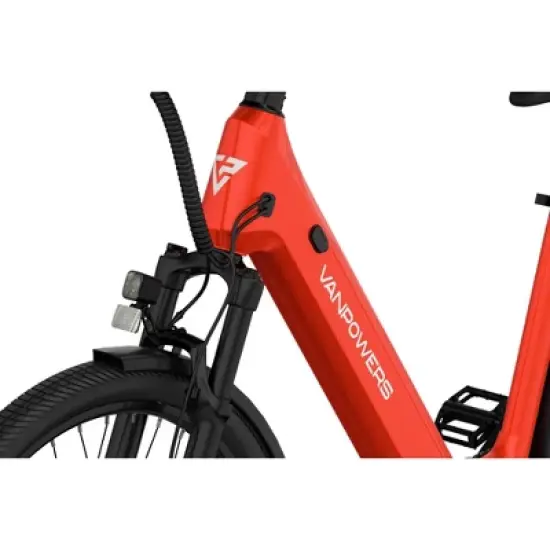 Vanpowers Adult UrbanGlide Ultra 2.27' Step-Through Large Frame Electric Bike - Red image {1}