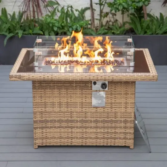 LeisureMod Mace Wicker Modern Patio Propane Fire Pit Table &ndash; Outdoor Heating Table for Patio, Deck, Balcony, Backyard, Garden, and Poolside Spaces image {19}